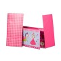 Relaxdays Pouf per Bambini, Contenitore per Giocattoli, Pieghevole, Bimbi e Bimbe, Salvaspazio, Principesse e Fate, Rosa, 36 x 6