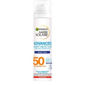 Garnier Ambre Solaire Spray Viso Protettivo IP 50 Advanced Sensitive, Protezione Alta, 75 ml