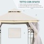 Outsunny Gazebo da Giardino con Zanzariera Bianco 3x3x2,65 metri