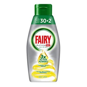 Fairy Platinum Gel Detersivo per Lavastoviglie, Limone, 30 + 2 Lavaggi, 100 % Dissoluzione e Pulizia, 1 Unità