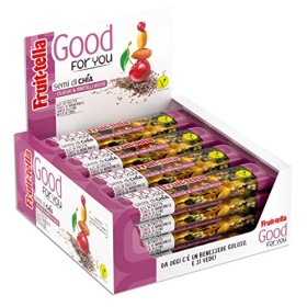 Fruittella Good For You Barrette Ciliegie e Mirtilli Rossi con Mandorle e Semi di Chia, Barretta con Frutta Secca e Disidratata,