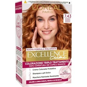 L'Oréal Paris Tinta Capelli Excellence, Copre i Capelli Bianchi, Colore Ricco, Luminoso e a Lunga Durata, 7.43 Biondo Ramato Do