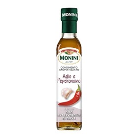 Monini Aromatizzato Aglio e Peperoncino Condimento a Base di Olio Extra Vergine di Oliva - 1 Bottiglia da 250 ml