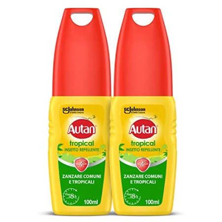 Autan Tropical Vapo Bipacco, Insetto Repellente e Antizanzare Comuni e Tropicali, 2 Confezioni da 100ml