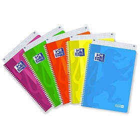 Favorit Quaderno Spiralato A4, Rigatura Quadretti 4mm, Carta 90G/Mq, Pacco da 5 Pezzi, Colori Fluo Assortiti