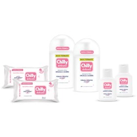 Chilly, Kit Igiene Intima - Detergente Intimo Delicato e Salviettine per l'Igiene Intima, Azione Delicata - PH 5 Delicato, Clini