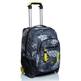 Trolley Seven, Fly Stars, Grigio, 2 in 1 Zaino con Cross-Over System, Scuola & Viaggio