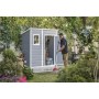 Keter Manor Pent 6X4 Casetta da Giardino in Resina, Colore Grigia, Ottima Per Riporre Attrezzi, Bici, Mobili da Giardino e Acces