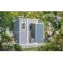Keter Manor Pent 6X4 Casetta da Giardino in Resina, Colore Grigia, Ottima Per Riporre Attrezzi, Bici, Mobili da Giardino e Acces