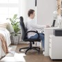 Songmics Poltrona Girevole Direzionale Ergonomica Da Ufficio, Finta_Pelle, Altezza Totale: 107-117 cm, Blu