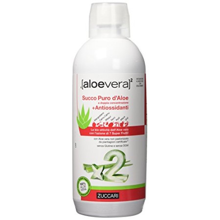 Zuccari Aloevera 2 Succo Puro d'Aloe a Doppia Concentrazione e Antiossidanti, 1000 ml