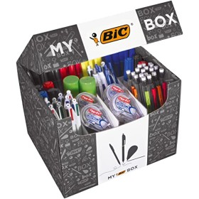 BIC 933953 - Scatola di 124 prodotti, con penne a sfera/portamine/correttori a nastro/pennarelli/evidenziatori