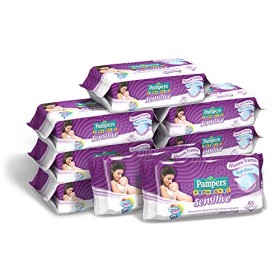 Pampers Sensitive Salviettine, Formula Delicata Senza Profumazione, Ripristina il Ph della Pelle, 9 Confezioni da 63 Pezzi, 567 