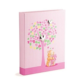 Mareli Album Fotografico Nascita Bambina 20x25 Albero della Vita, Rosa, con Argento