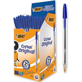 BIC Cristal Original Pennea Sfera Punta Media (1.00 mm), Blu, Confezione da 50, Fornitura per Scrivere in Ufficio e a Casa
