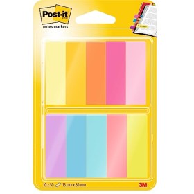Post-it Segnapagina in Carta, 10 Colori Assortiti, 12.7 x 44 mm, 50 Segnapagina per Ogni Colore