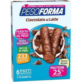 Pesoforma Barrette Cioccolato al Latte Pasti Sostitutivi Dimagranti, 12 x 31g