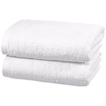 Amazon Basics - Set di asciugamani ad asciugatura rapida, 2 pezzi, 2 asciugamani - Bianco