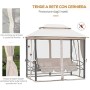 Outsunny Mini Gazebo con Divano Letto a Dondolo Zanzariera Doppio Tetto Cuscini Imbottiti da Giardino Acciaio 256 x 172 x 248 cm