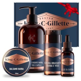 King C Gillette Kit Completo Per Cura Barba Uomo Confezione Regalo 4 pezzi