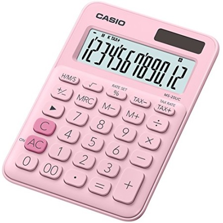 Casio MS-20UC-PK Calcolatrice da Tavolo, Rosa Pastello