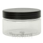 Barattolini in plastica PET trasparente con tappo a vite nero, 100 ml, ideali per creme, liquidi, trucco, oli e per i viaggi, 5 