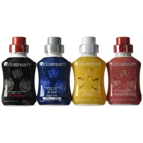 SodaStream 4 Concentrati per la preparazione di bibite al Gusto di Pompelmo Rosa, Cola Sugar Free, Tonica, Chinotto - 4 x 500 ml