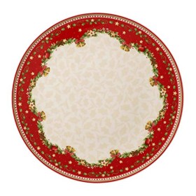 Villeroy & Boch Winter Bakery Delight Piatto Dolci Agrifo, Tondo, 30 cm, Porcellana, Bianco/Rosso, Torta (S)