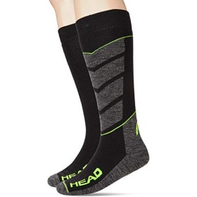 Head V-Shape Kneehigh Ski Socks (2 Pack) Calze da Sci, Nero/Grigio/Giallo, 43/46 (Pacco da 2) Unisex-Adulto