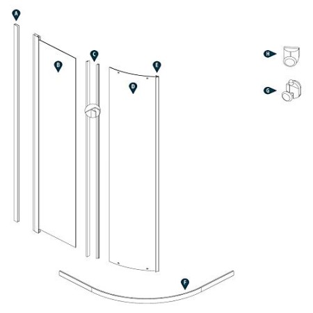 Ogomondo Box Doccia Semicircolare Circle Bianco Due Ante Cristallo Temprato