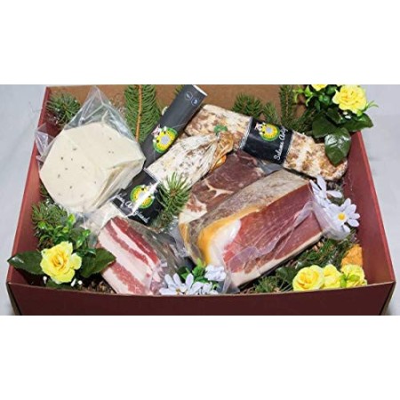 Scatola Regalo la Toscana 1 | Confezione Regalo a base di Salumi e Formaggi Artigianali Toscani | In Regalo biglietto d'auguri p