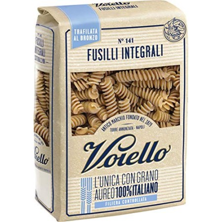 Voiello Pasta Fusilli Integrali N.141, Pasta Corta di Semola Grano Aureo 100% - 500 g