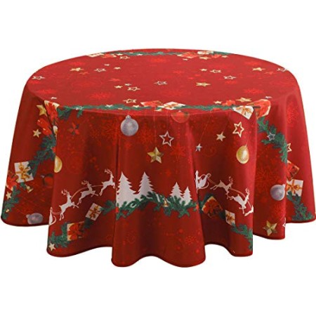 Le linge de Jules Tovaglia Antimacchia Noël Rosso - Rotonda diámetro 160 cm