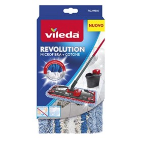 Vileda Revolution Ricambio Microfibra e Cotone, Panno Ricambio, Lavapavimenti, per Piastrelle e Vinile, con Anelli di Tessuto, B