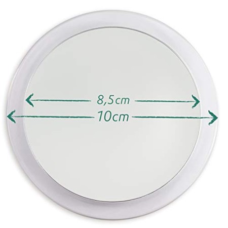 Fantasia - Specchio cosmetico ingranditore, ingrandimento 10x, in acrilico trasparente, con ventose, Ø interno 8 cm