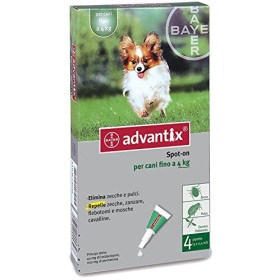 Advantix ® Spot On per cani fino a 4 Kg - 4 pipette da 0.4 ml - Antiparassitario per Zecche Pulci e Pidocchi