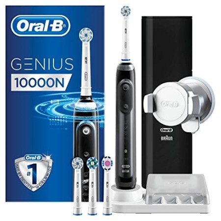 Oral-B Genius 10000N Spazzolino Elettrico Ricaricabile con 1 Manico Nero Notte Connesso, 6 Modalità tra cui Sbiancante e Denti 