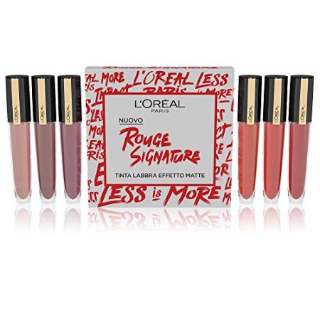 L'Oréal Paris Cofanetto Regalo Donna Natale Rouge Signature, Tinta Labbra Effetto Matte, Idea Regalo con 6 Rossetti Inclusi