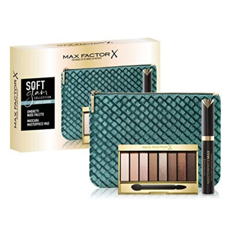 Max Factor, Confezione Regalo Donna Soft Glam Collection, Pochette con Mascara Masterpiece Max e Nude Palette Ombretti