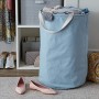 AmazonBasics - Contenitore portaoggetti in tessuto, alto, rotondo, blu antico