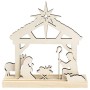 Presepe 3D in legno, con statuette e piedistallo, da dipingere e decorare, elementi in legno, 7 statuette