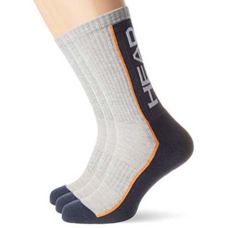 Head Performance Unisex Crew (confezione da 3) Calzini da uomo, grigio/blu navy, 43-46