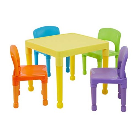 Liberty House Toys-Tavolo per Bambini con 4 sedie, plastica, Colore: Multicolore