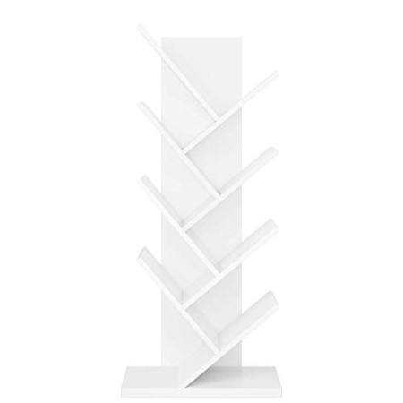 Homfa Mensola Libreria di Legno, Scaffale Espositore Porta Libri o CD, Scaffalatura Albero Decorato per Studio o Ufficio, 48 x 2