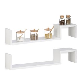 Relaxdays 10021814_49 Set 2 Mensole da Parete, Libreria a Muro, in Legno, HxLxP: 15 x 80 x 15 cm, Bianco