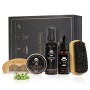 ALIVER Kit per la cura della barba, Kit per la barba, Olio per barba + Balsamo per barba + Shampoo per barba + Spazzola per barb