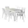 Dimaplast2000 AMZ001 Set Garden Top Tavolo e 6 Poltrone in Resina Effetto Rattan da Giardino, Bianco, 140x80x72 cm
