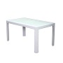 Dimaplast2000 AMZ001 Set Garden Top Tavolo e 6 Poltrone in Resina Effetto Rattan da Giardino, Bianco, 140x80x72 cm