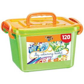 BIC Kids Colouring Box, 60 Matite Colorate e 60 Pennarelli, Scatola Facile da Trasportare, Ottime per Colorare, per Bambini a Ca