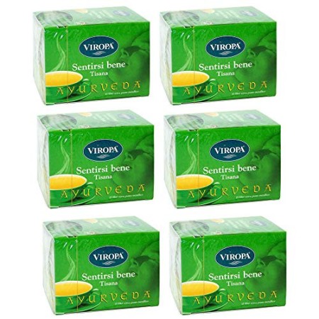 6x Viropa - Tisana Ayurveda - Sentirsi Bene - 15 filtri | Confezione da 6 x 15 filtri | Tisane ed infusi in filtro